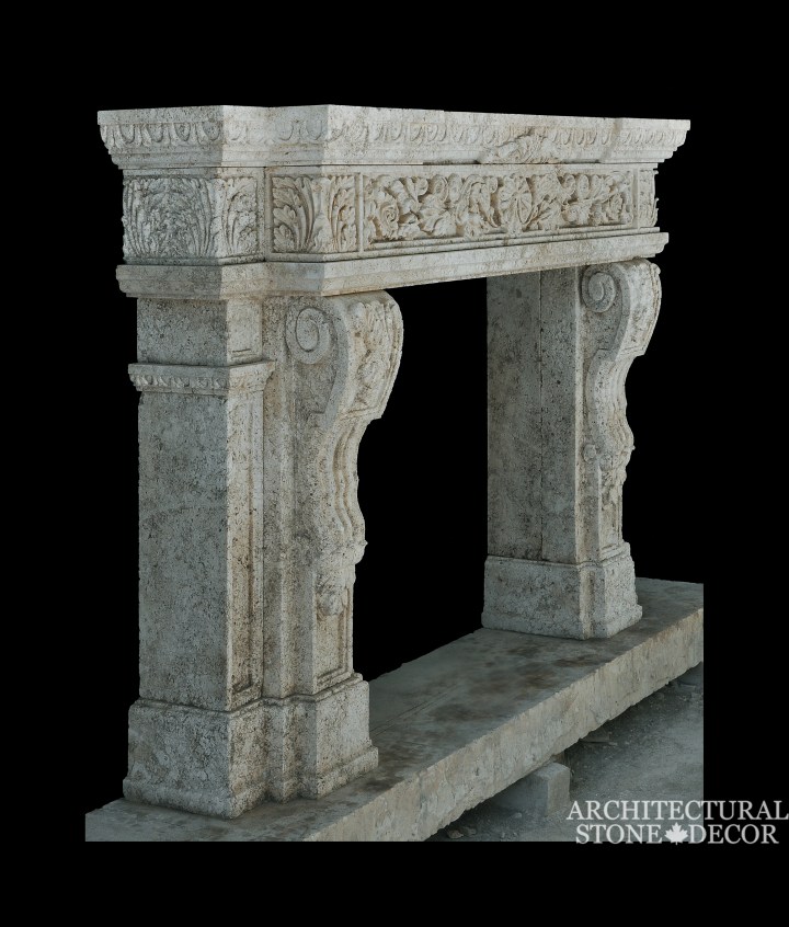 Architectural-Stone-Decor-Limestone-Stone-Fireplace-Antique-Reclaimed-Mantel-italian-baroque
