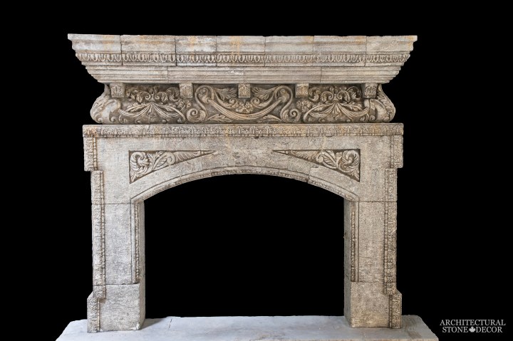 Architectural-Stone-Decor-Limestone-Stone-Fireplace-Antique-Reclaimed-Mantel-neo-classic