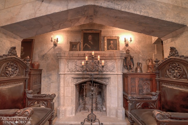 Architectural-Stone-Decor-Limestone-Stone-Fireplace-Antique-Reclaimed-Mantel-Tudor-Gothic