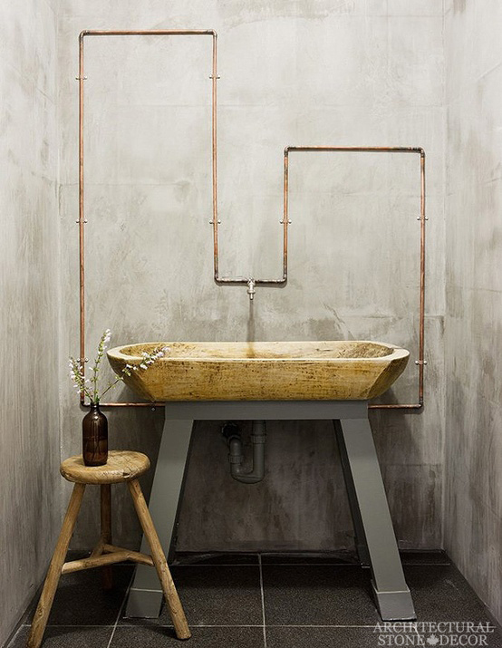 Reclaimed-limestone-trough-sink-industrial-powder-room-canada