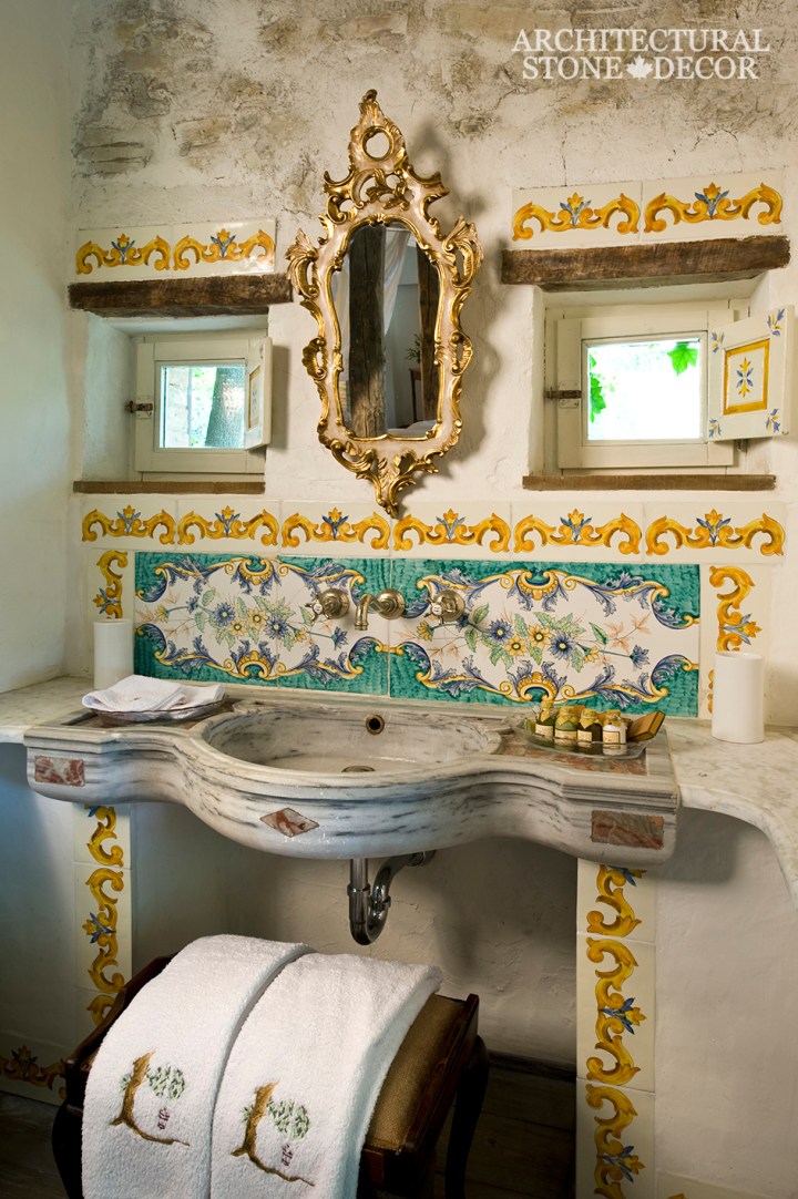 Venetian-Inlaid-opus-sectile-antique-marble-Sink-powder-room-canada-2
