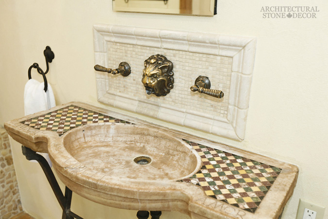 Venetian-Inlaid-opus-sectile-antique-marble-Sink-powder-room-canada