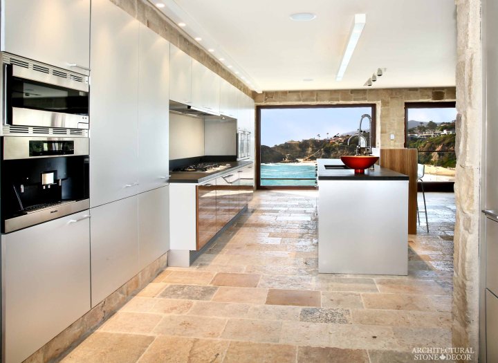 Modern-Neolithic-limestone-rustic-kitchen-flooring-countertop-butcher-block-antique-slab-sink-coastal-mediterranean-1