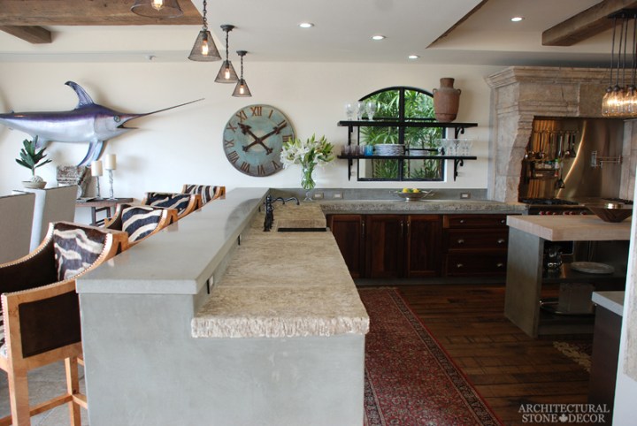 Modern-Neolithic-limestone-rustic-kitchen-flooring-countertop-butcher-block-antique-slab-sink-coastal