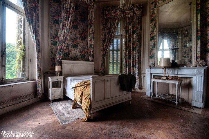 French reclaimed limestone handcarved fireplace