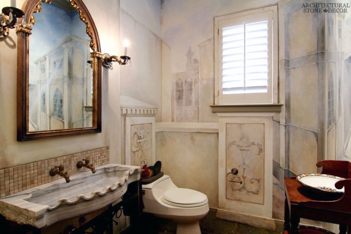 french country style reclaimed marble sink