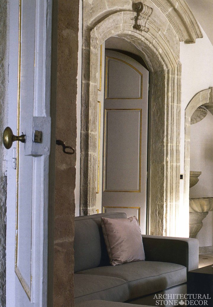 Game of Thrones Medieval Gothic indoor hand carved reclaimed limestone entryway