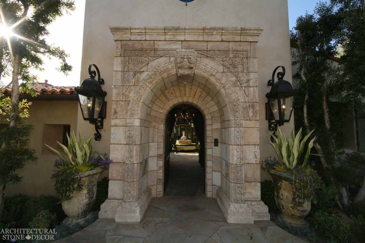 Game of Thrones Medieval Gothic hand carved reclaimed limestone entryway