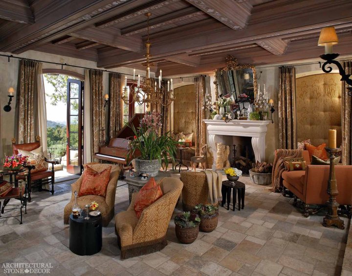 Dalle de Bourgogne reclaimed salvaged antique limestone flooring tiles music room living room canada toronto