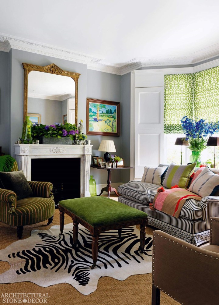 newly carved limestone natural stone hand carved fireplace mantel canada living room decor zebra rug green furniture