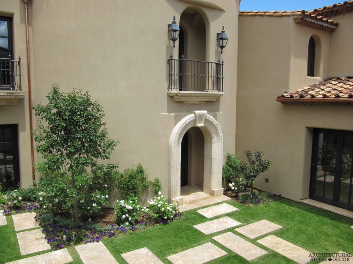 English style home butcher block stepping stones hand carved stone entryway Canada Toronto Vancouver