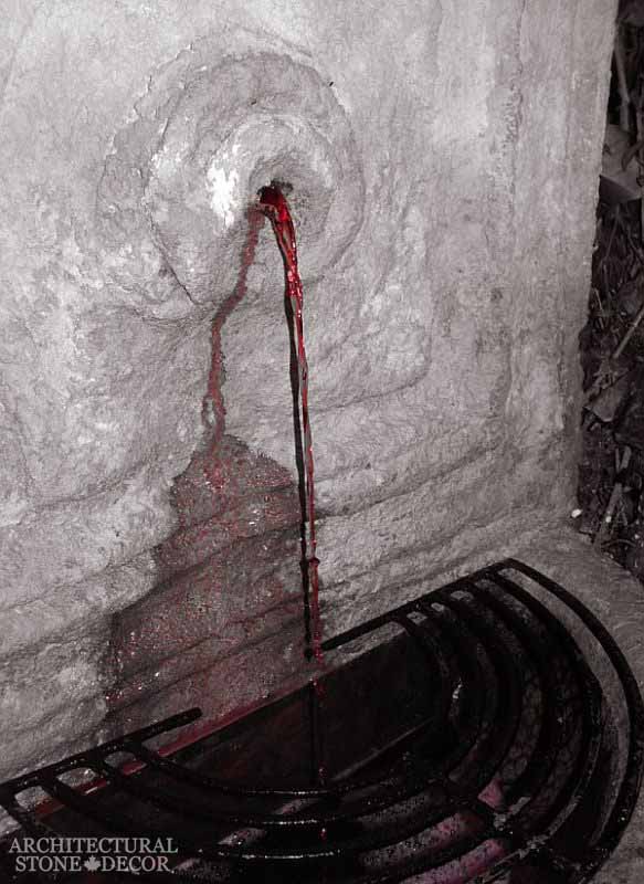 rustic reclaimed limestone old world hand carved wine cellar wall fountain