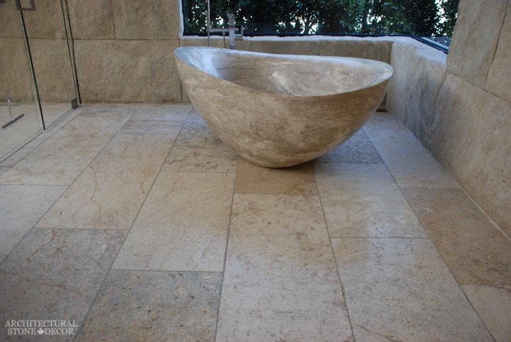 rustic reclaimed antique old world natural limestone flooring tiles planks barre blonde hand carved tub canada uk ca uae