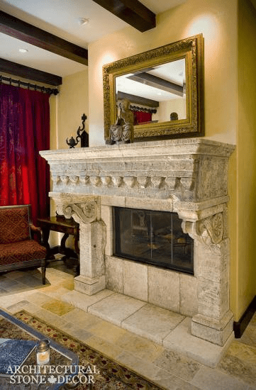 Canada-antique-limestone-fireplace