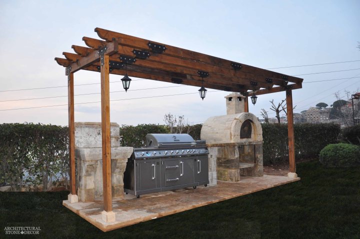 outdoor kitchen landscape home design decor old natural stone garden