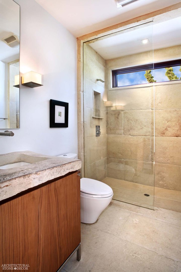 mediterranean reclaimed limestone natural stone shower canada