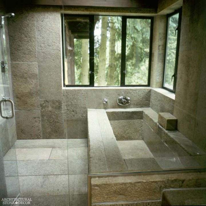 zen bathtub shower combo french limestone flooring cladding