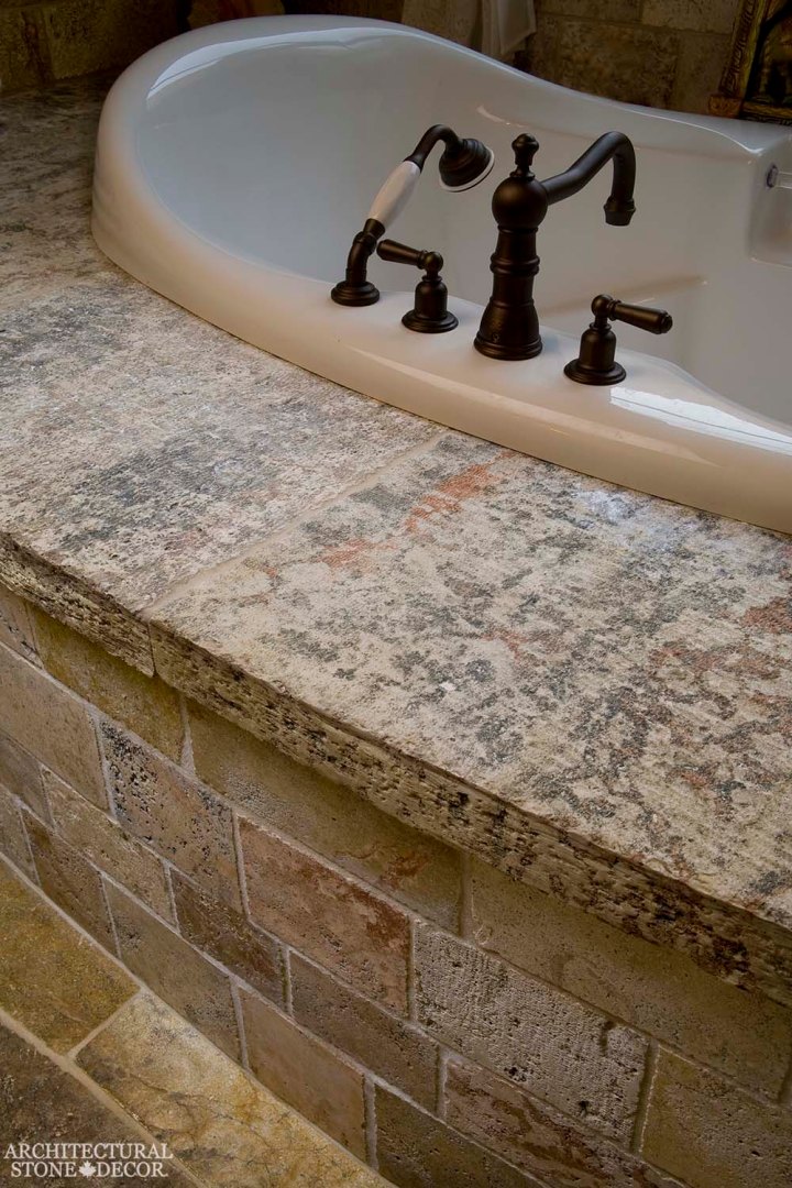 Tuscan bathtub reclaimed natural limestone stone