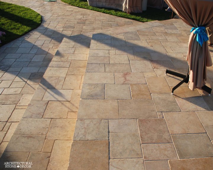 antique reclaimed natural limestone outdoor flooring backyard Barre Grey