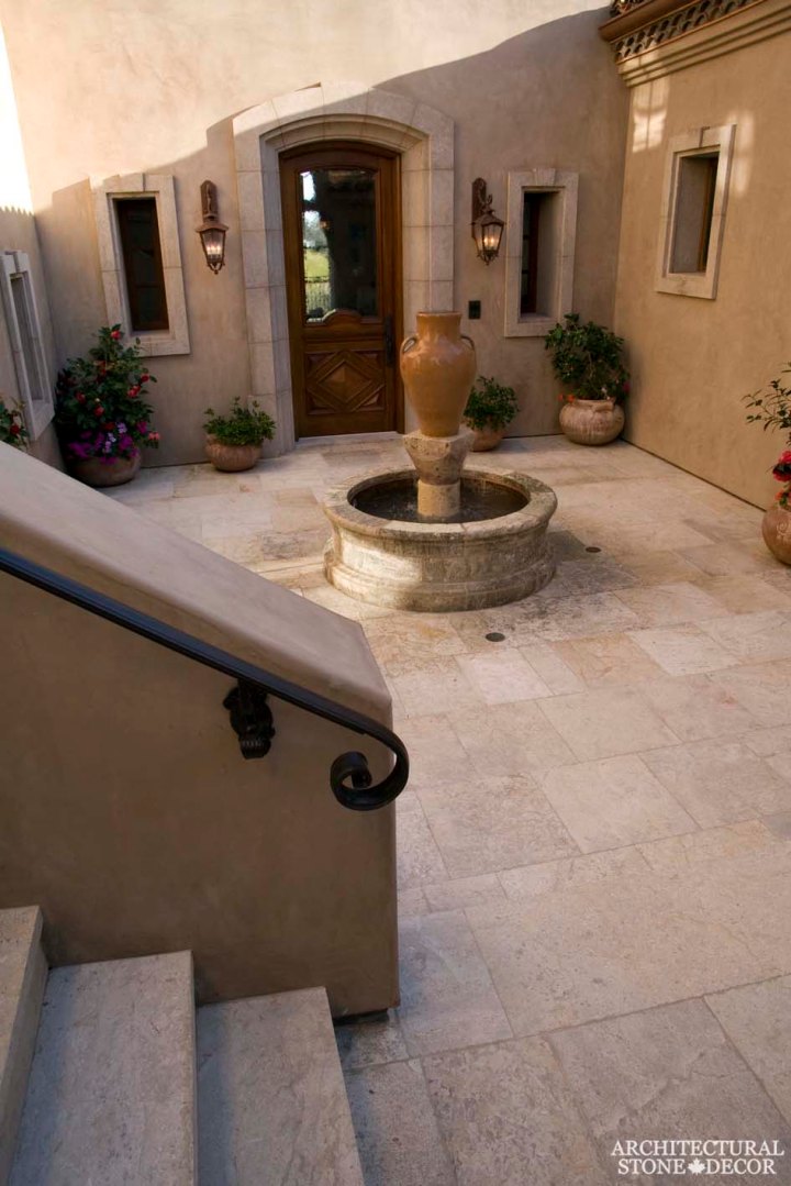 ancient reclaimed rustic old world natural stone limestone Barre Blonde exterior outdoor stairsteps stairway stairs canada ca