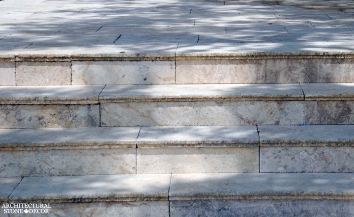 ancient reclaimed rustic old world natural stone limestone planks Barre Blonde exterior outdoor stairsteps stairs canada ca