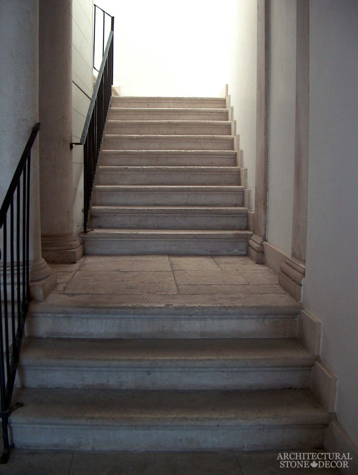 ancient reclaimed rustic old world natural stone limestone indoor stairsteps canada ca