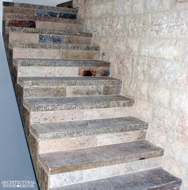 ancient reclaimed rustic old world natural stone limestone butcher block stair steps canada ca