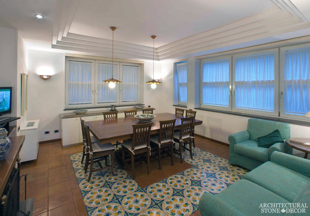 Canada ca Toronto Vancouver antique reclaimed old french colored cement pavers encaustic tiles flooring home style interior design decor dining room