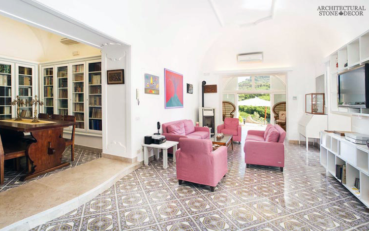 Canada ca Toronto Vancouver antique reclaimed old french colored cement pavers encaustic tiles flooring home style interior design decor living room