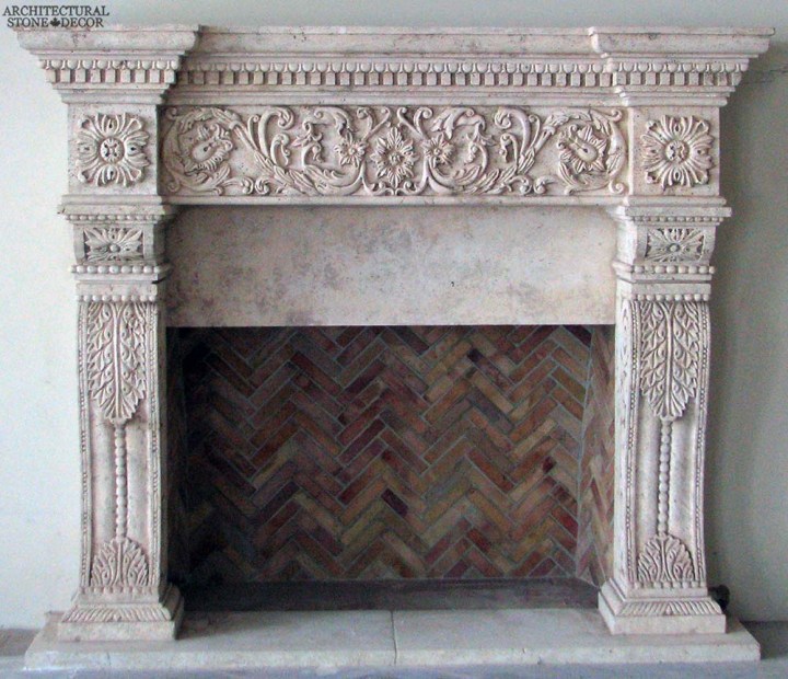 canada toronto vancouver BC CA UK style home villa interior design home decor salvaged reclaimed rustic antique natural stone hand carved limestone fireplace mantel