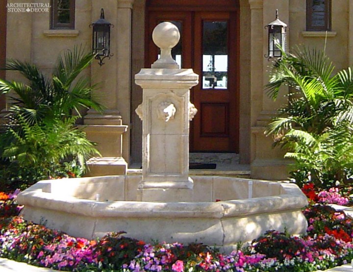 Rustic reclaimed old hand carved Tuscan Italian Mediterranean limestone natural stone pool fountain ca canada UK USA Singapore