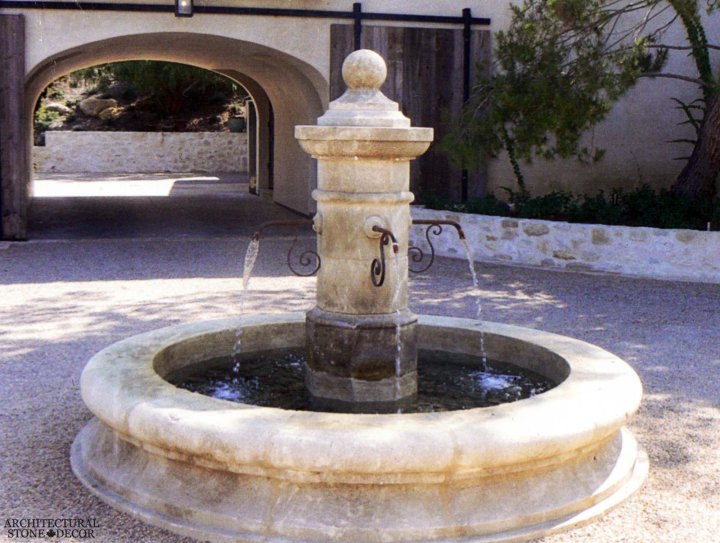 Rustic reclaimed old hand carved Tuscan Italian Mediterranean limestone natural stone pool fountain ca canada UK USA Singapore Qatar