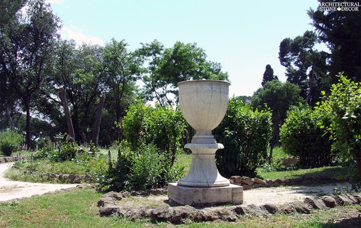 Old hand carved garden pedestal planters landscape design carrara marble natural stone ca Canada UK USA