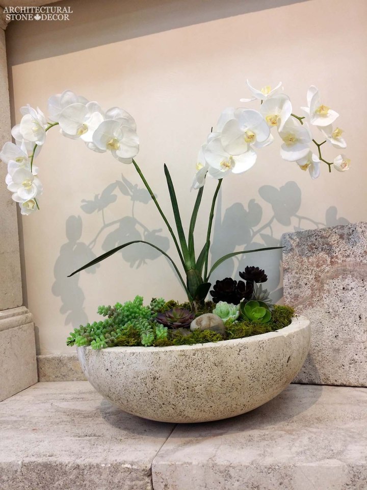 Rustic reclaimed old hand carved half egg vase limestone natural stone ca canada UK USA Australia UAE