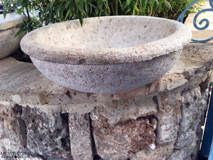Rustic reclaimed old hand carved half egg planter limestone natural stone ca canada UK USA Australia UAE
