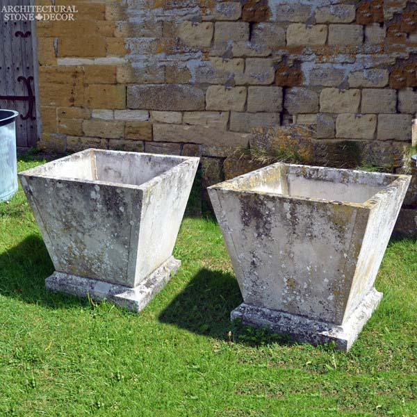 Rustic reclaimed old hand carved garden planters design landscape home decor limestone natural stone ca canada UK USA