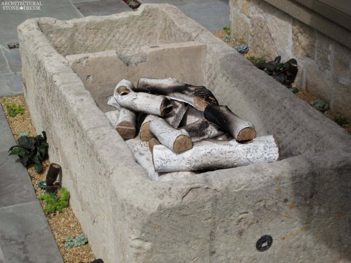 old reclaimed limestone stone trough fire pit ca Canada UK USA