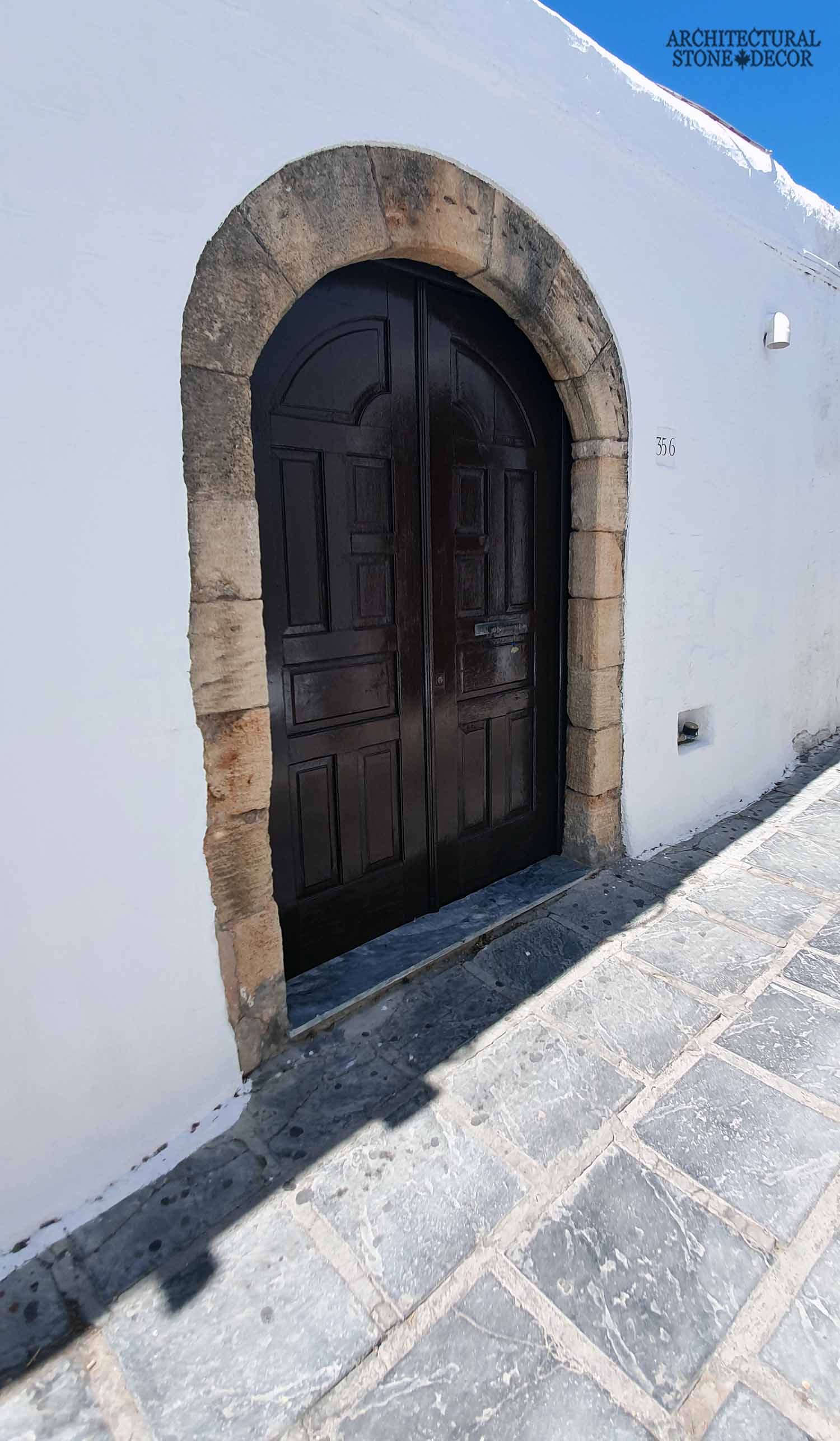 Greek style rustic reclaimed hand carved old antique stone barre montpelier door surround entryway basalt flooring home décor design limestone natural stone ca canada UK USA