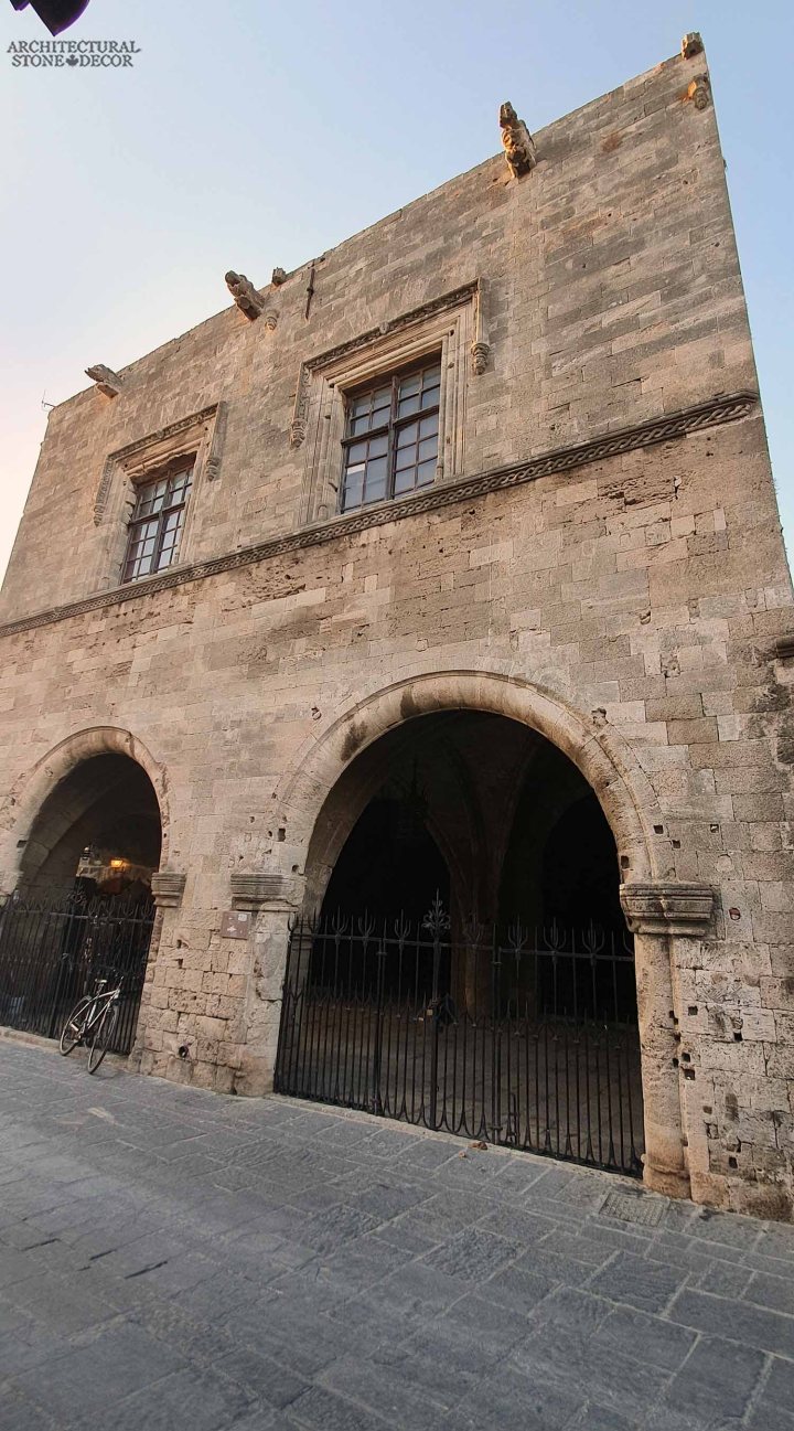 old town Rhodes natural stone wall cladding architecture home interior design Medieval style ca BC canada