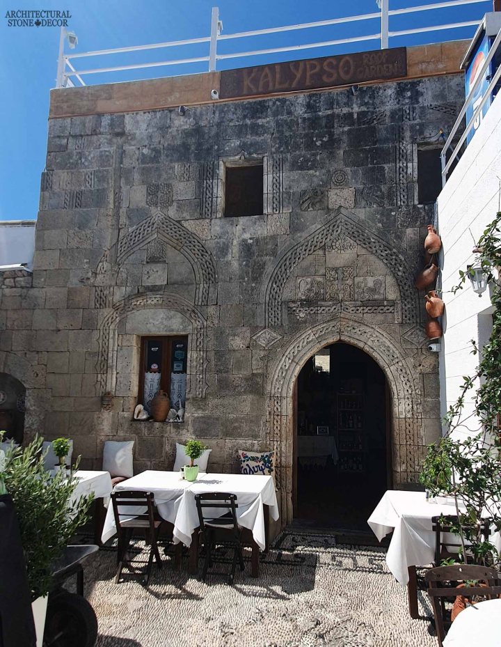 Mediterranean style old town Rhodes natural stone exterior cladding architecture home interior design ca BC canada