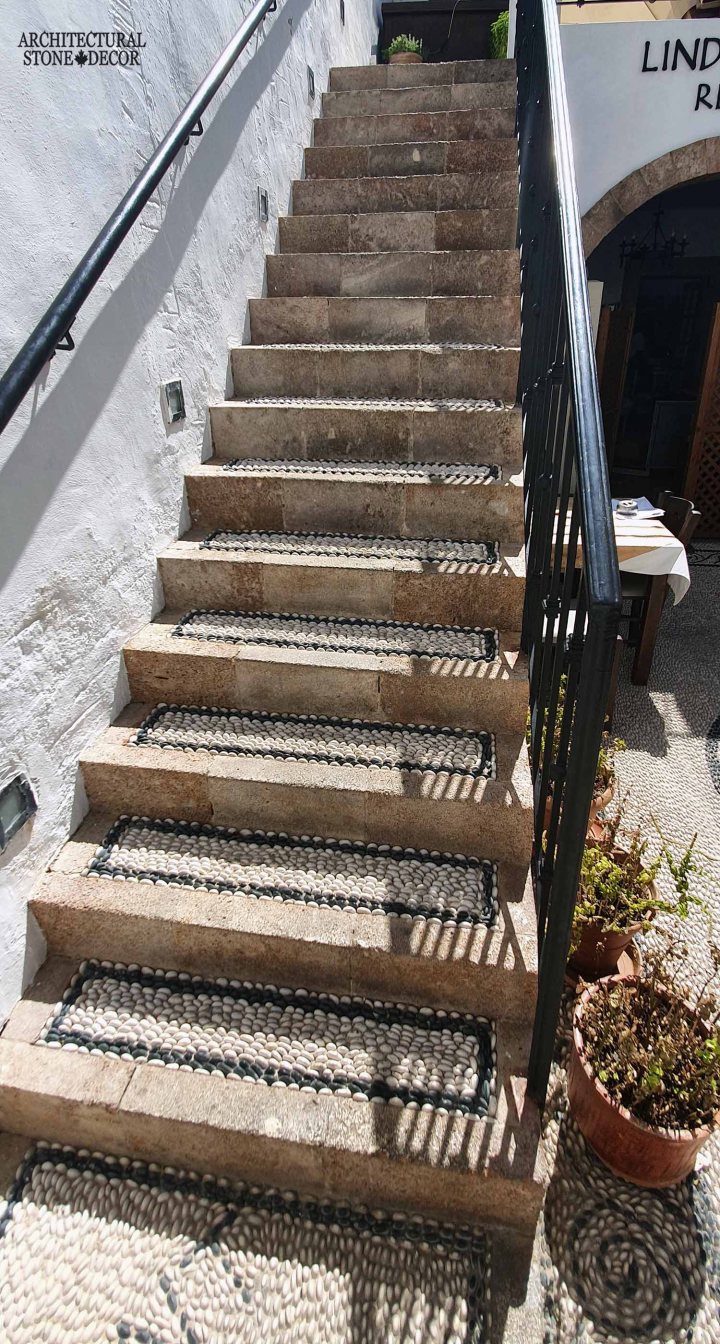 Grecian Mediterranean style old town Rhodes natural stone stair steps architecture interior design ca BC canada