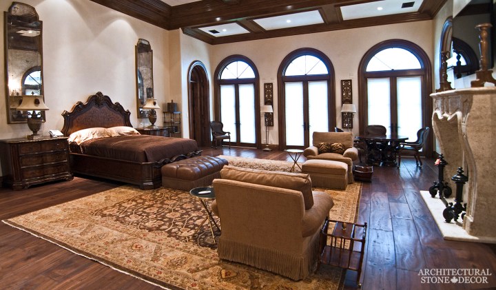 Hand carved Tuscan natural stone limestone master bedroom fireplace mantel interior design home decor canada ca uk usa