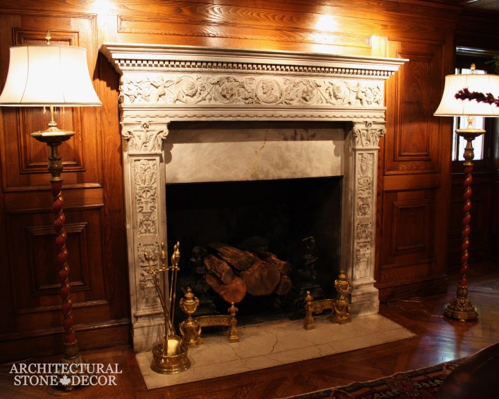 English natural stone limestone fireplace mantel hand carved interior design home decor canada ca uk usa
