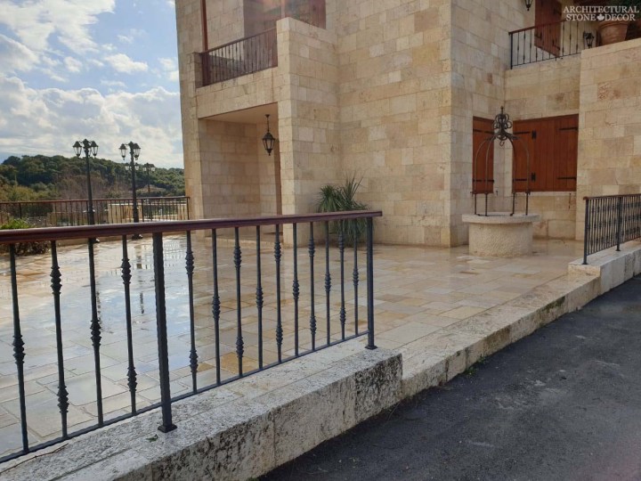 Reclaimed rustic old exterior wall cladding  flooring wellhead limestone natural stone Mediterranean home villa architecture Canada CA UK USA