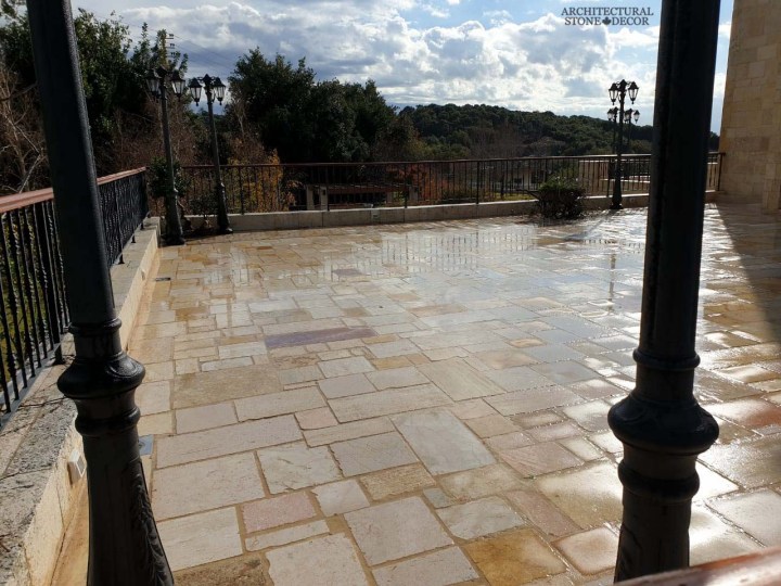 Reclaimed rustic old exterior Barre Gray limestone flooring Mediterranean home Canada CA UK USA