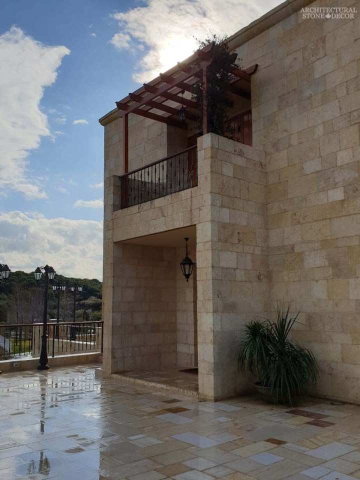 Reclaimed rustic old exterior wall cladding flooring limestone natural stone Mediterranean home villa architecture Canada CA UK USA