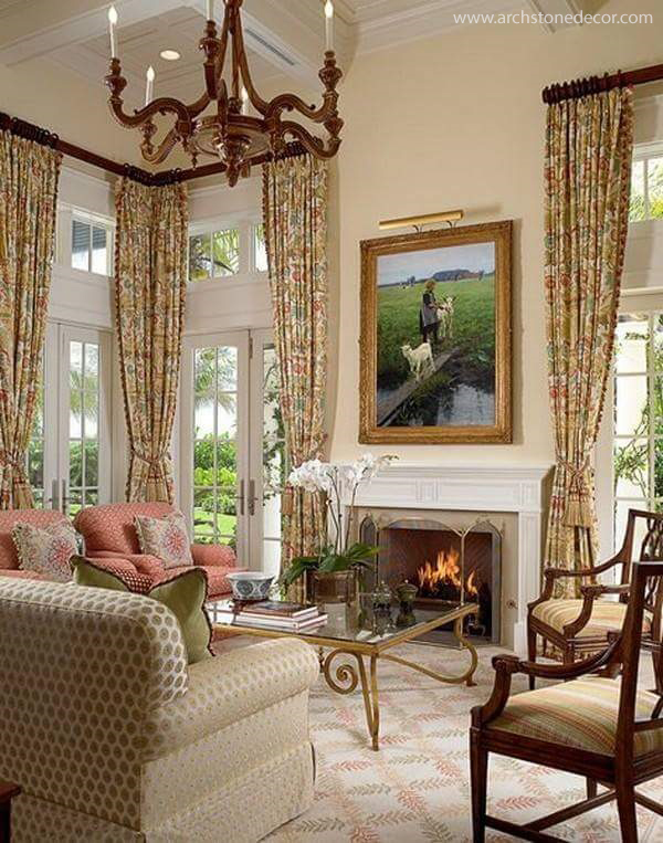 Modern contemporary  Hand carved limestone fireplace mantel interior design home decor living room family room