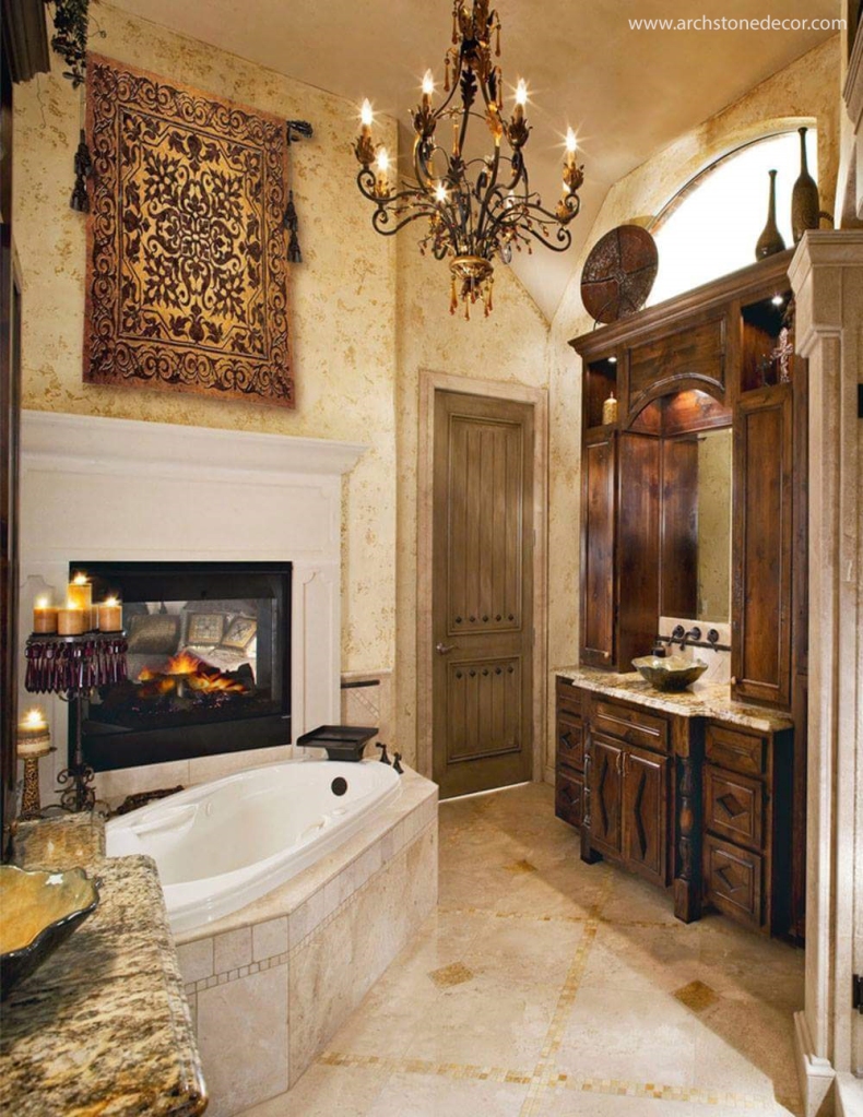 Modern Hand carved limestone reclaimed fireplace mantel bathroom ideas interior design decor bathtubs sinks luxury living