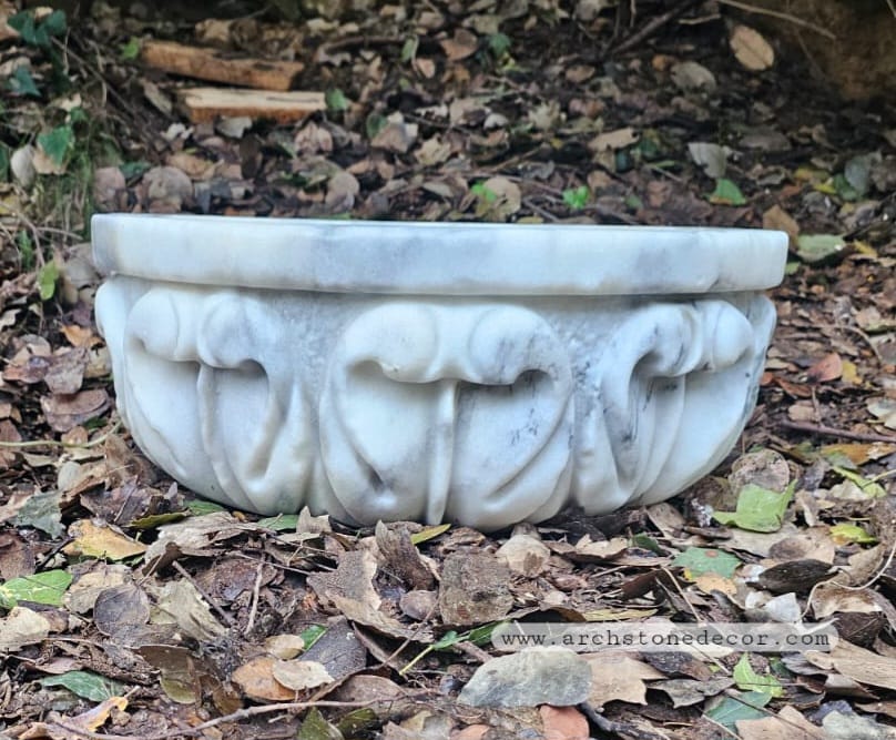 hand carved custom Carrara marble sink bowl with carved designs for powder room designs master bathroom interior design decor ideas vessel sink